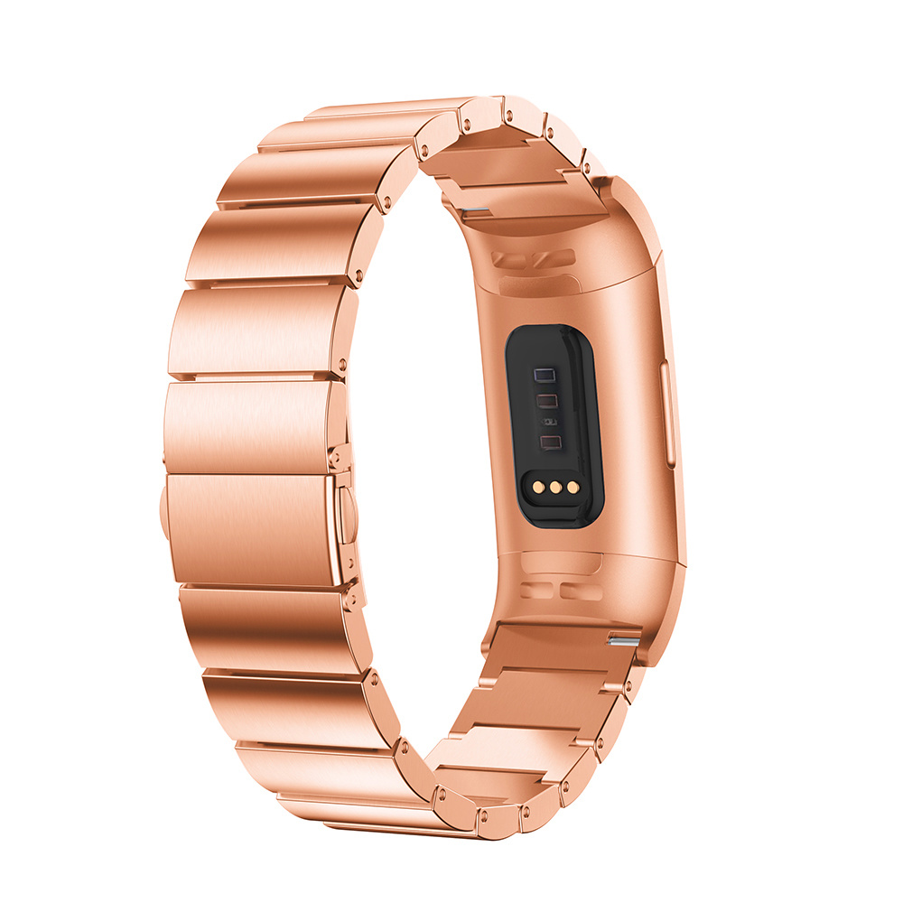 Fitbit Charge 3 &Amp; 4 Steel Link Strap - Rose Gold