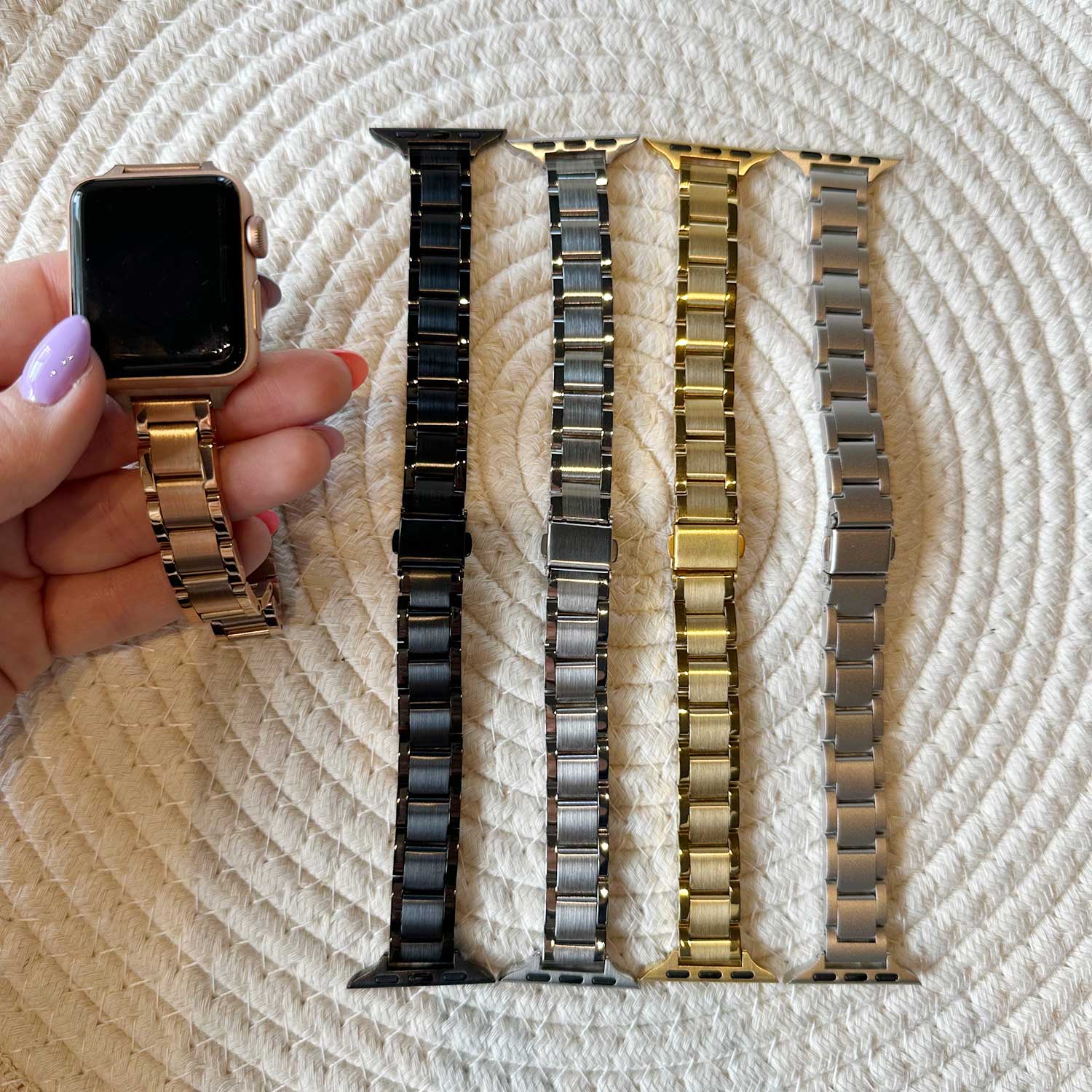 Apple Watch Thin Link Strap Noor - Rose Gold