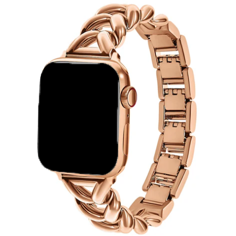 Apple Watch Heart Steel Link Strap - Lisa Rose Gold
