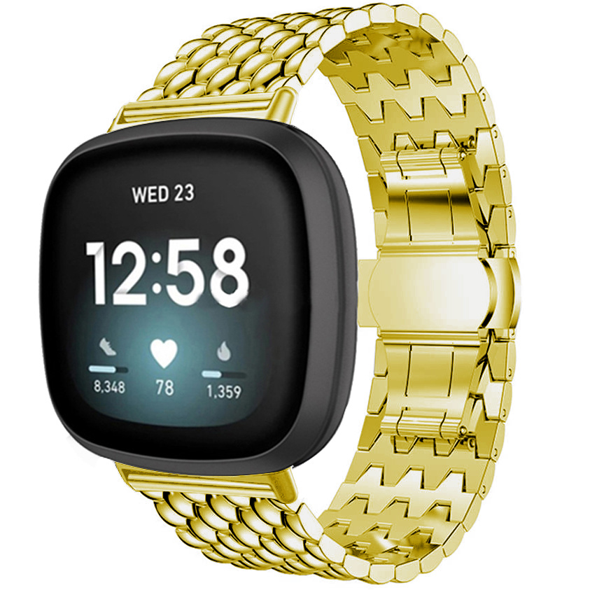 Fitbit Versa 3 / Sense Dragon Steel Link Strap - Gold