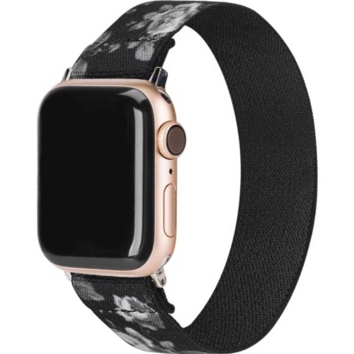 Apple Watch Nylon Woven Strap - Flowers Black