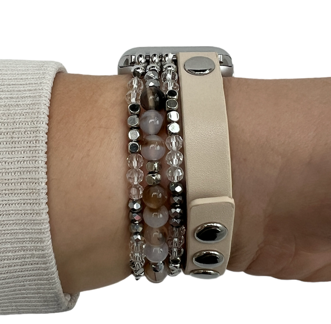 Apple Watch Leather Jewellery Strap - White