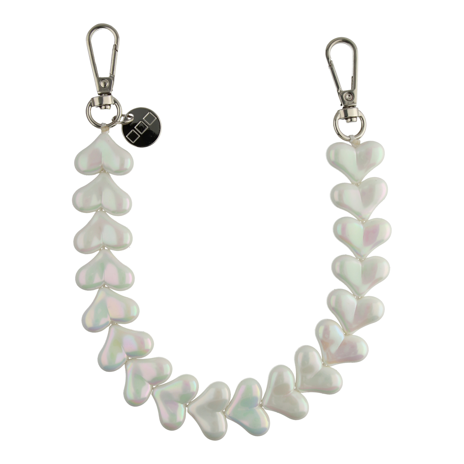 Cell phone chains Heart - shiny white - silver